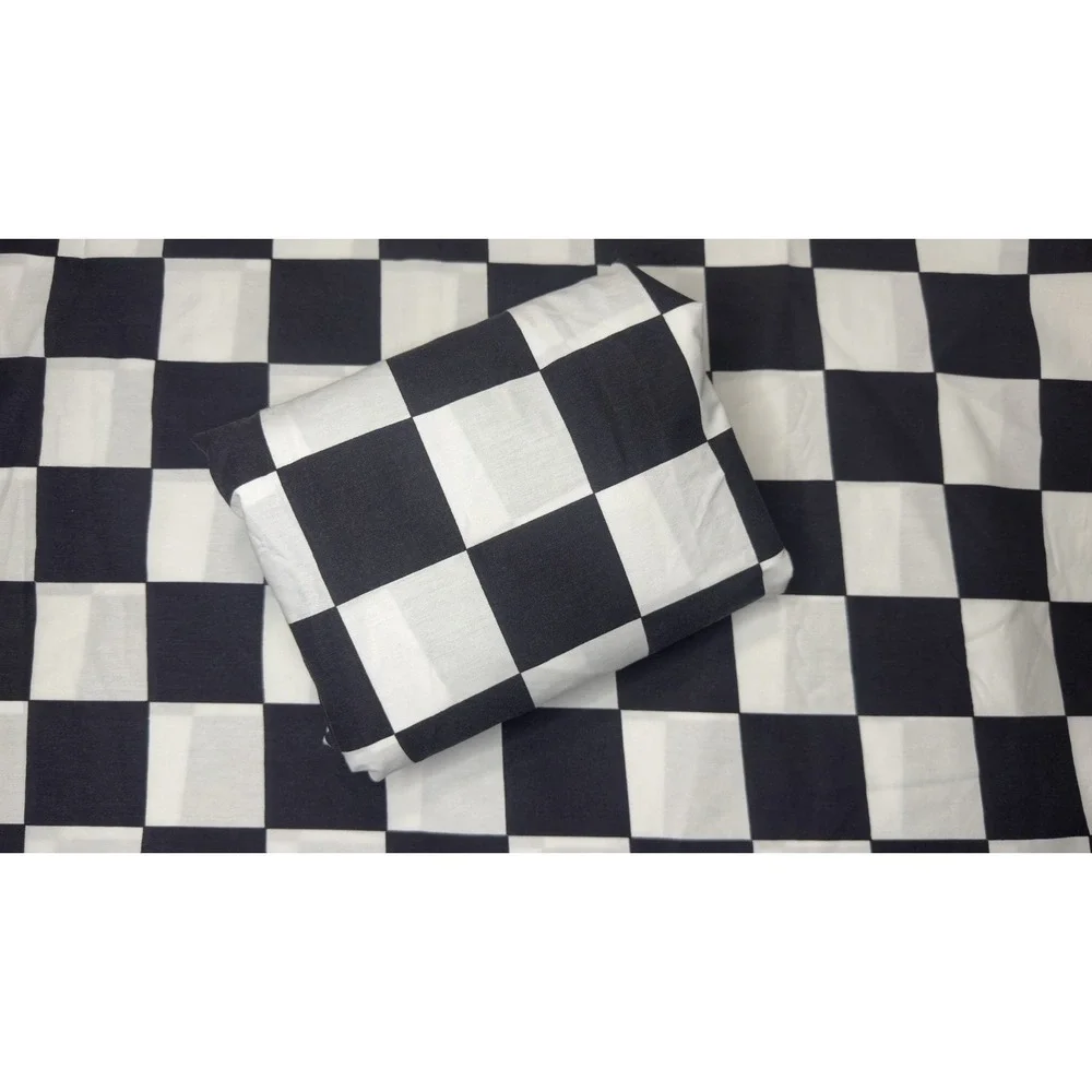 Stevens Sheet Set Checkered Black White Check Full Flat No Iron Percale Sheets